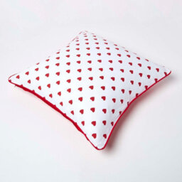 Homescapes Cotton Red Hearts Cushion Cover, 60 X 60 Cm - thumbnail 4
