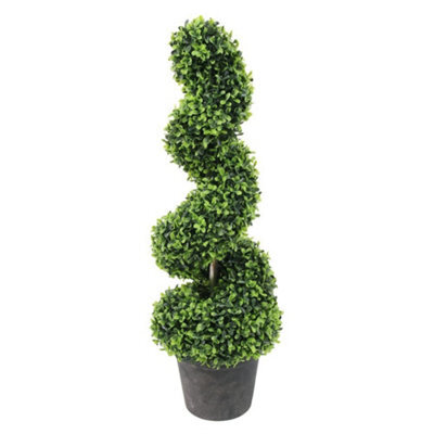 Gardenwize Garden Outdoor Solar Powered Artificial Twist Topiary Plant Tree In Pot - image 1