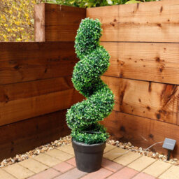 Gardenwize Garden Outdoor Solar Powered Artificial Twist Topiary Plant Tree In Pot - thumbnail 2
