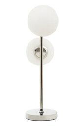 Orsina White Glass And Chrome Table Lamp, Twin Globe Modern Lamp With Sturdy Base, Sleek Chrome Finish Table Light - thumbnail 2