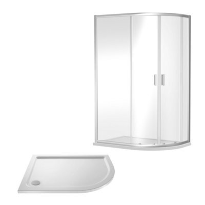 Balterley Almington Shower Enclosure Bundle: Offset Right Hand Quadrant & Slimline Tray, 1200 X 800 mm Chrome/white - image 1