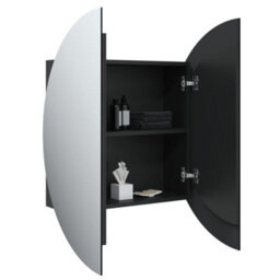 Berkfield Bathroom Cabinet With Round Mirror&led Black 54X54X17.5 Cm - thumbnail 5
