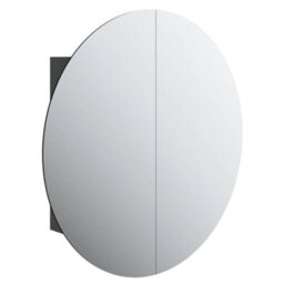 Berkfield Bathroom Cabinet With Round Mirror&led Black 54X54X17.5 Cm - thumbnail 2