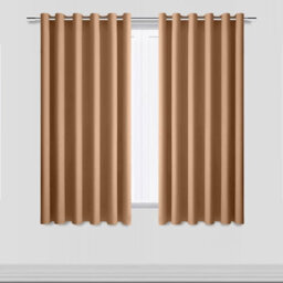 Moonlight Bedding Blackout Polyester Curtain Thermal Natural Beige Curtains With Eyelet Header (Pair) 46X54Inch (117X137Cm) - thumbnail 1