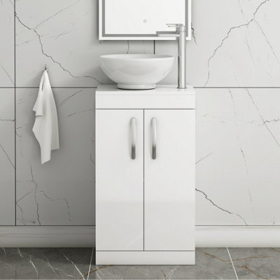 Royal Bathrooms 500mm Floor Standing Vanity Unit 2 Door Gloss White & Countertop Basin - Breeze - image 1