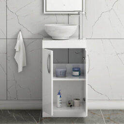 Royal Bathrooms 500mm Floor Standing Vanity Unit 2 Door Gloss White & Countertop Basin - Breeze - thumbnail 3
