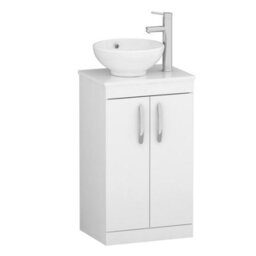 Royal Bathrooms 500mm Floor Standing Vanity Unit 2 Door Gloss White & Countertop Basin - Breeze - thumbnail 4