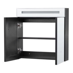 Wyld And Coco 60 X 60 Cm Wall-Mounted Led Mirror Cabinet In Matt Black Glass And Engineered Wood - thumbnail 5