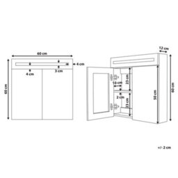 Wyld And Coco 60 X 60 Cm Wall-Mounted Led Mirror Cabinet In Matt Black Glass And Engineered Wood - thumbnail 4