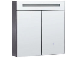 Wyld And Coco 60 X 60 Cm Wall-Mounted Led Mirror Cabinet In Matt Black Glass And Engineered Wood - thumbnail 3