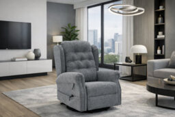 Comfy Deluxe New Chenille Grey Recline Chair Relax - thumbnail 1