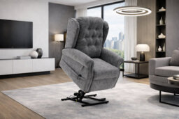Comfy Deluxe New Chenille Grey Recline Chair Relax - thumbnail 2