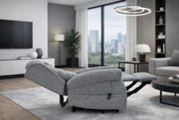 Comfy Deluxe New Chenille Grey Recline Chair Relax - thumbnail 3