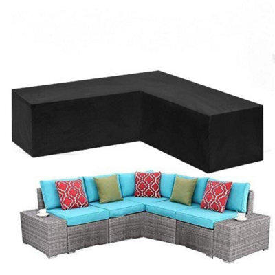 This V-Shaped Corner Sofa Cover, Made From 210D Black Oxford Fabric, Is Ideal For Patios And Outdoor Spaces. - image 1