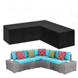 This V-Shaped Corner Sofa Cover, Made From 210D Black Oxford Fabric, Is Ideal For Patios And Outdoor Spaces. - thumbnail 1