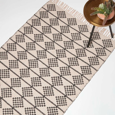 Homescapes Adana Handwoven Monochrome Cotton Textured Rug, 90 X 150 Cm - image 1