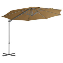 Berkfield Cantilever Umbrella With Steel Pole Taupe 300 Cm - thumbnail 2