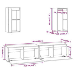 Berkfield Tv Cabinets 4 Pcs Solid Wood Pine - thumbnail 9
