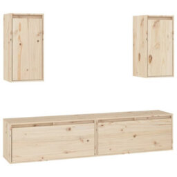 Berkfield Tv Cabinets 4 Pcs Solid Wood Pine - thumbnail 2