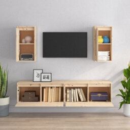 Berkfield Tv Cabinets 4 Pcs Solid Wood Pine - thumbnail 3