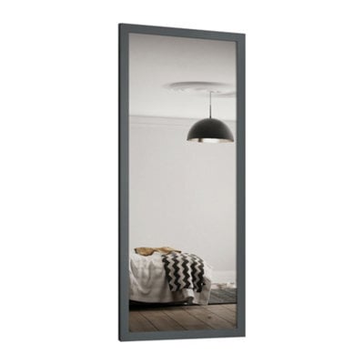 Spacepro Shaker 1 Panel Mirrored Graphite Framed Sliding Wardrobe Door (H)2220mm (W)610mm - image 1