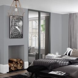 Spacepro Shaker 1 Panel Mirrored Graphite Framed Sliding Wardrobe Door (H)2220mm (W)610mm - thumbnail 3