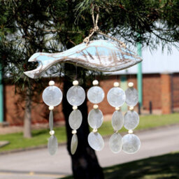 Bluewashed Fish Carving With Natural Copis Drop - Nautical Decor - thumbnail 4