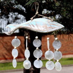 Bluewashed Fish Carving With Natural Copis Drop - Nautical Decor - thumbnail 3