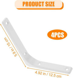 Shelf Brackets White 4 Pcs 6 Inch   Premium Right Angle Corner Brackets, Heavy Duty Steel For Floating Shelves, Wall Hanging - thumbnail 2