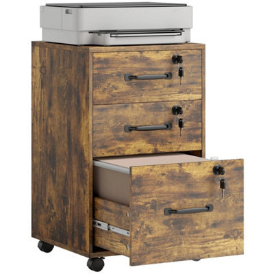 3 Drawer File Cabinet Rolling Filing Cabinet For A4 And Letter Brown - image 1