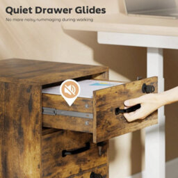 3 Drawer File Cabinet Rolling Filing Cabinet For A4 And Letter Brown - thumbnail 4