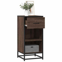 Berkfield Sideboard Brown Oak 35.5X35X76 Cm Engineered Wood And Metal