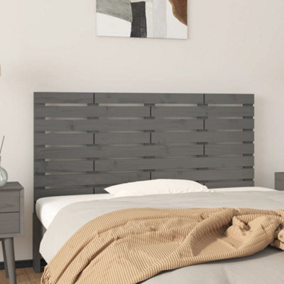 Berkfield Wall Headboard Grey 146X3X63 Cm Solid Wood Pine - image 1