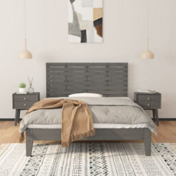 Berkfield Wall Headboard Grey 146X3X63 Cm Solid Wood Pine - thumbnail 3