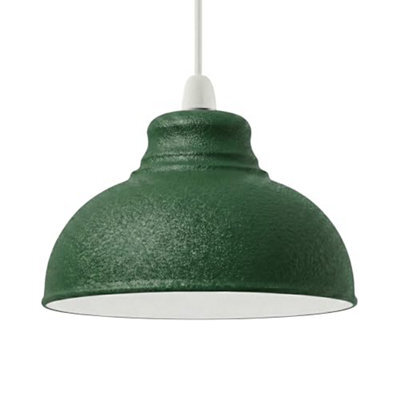 Retro Green Metal Ceiling Lampshade With Textured Finish For Living Room Bedroom Or Hallway - image 1