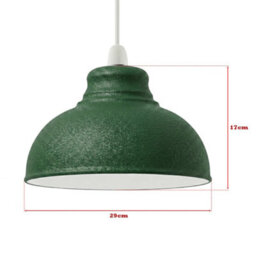 Retro Green Metal Ceiling Lampshade With Textured Finish For Living Room Bedroom Or Hallway - thumbnail 3