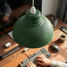 Retro Green Metal Ceiling Lampshade With Textured Finish For Living Room Bedroom Or Hallway - thumbnail 5