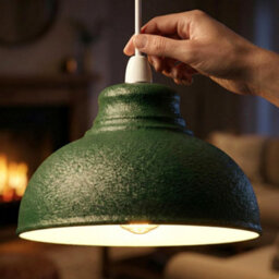 Retro Green Metal Ceiling Lampshade With Textured Finish For Living Room Bedroom Or Hallway - thumbnail 6