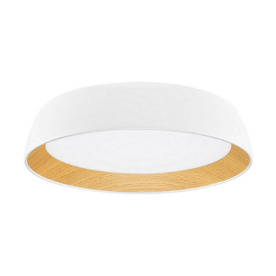 Luminosa Lighting Luminosa Sigi 45Cm Flush Ceiling Light Sandy White, Wood Triac Dimmable Led 40W 3081Lm 3000K - image 1