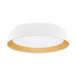 Luminosa Lighting Luminosa Sigi 45Cm Flush Ceiling Light Sandy White, Wood Triac Dimmable Led 40W 3081Lm 3000K