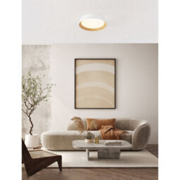 Luminosa Lighting Luminosa Sigi 45Cm Flush Ceiling Light Sandy White, Wood Triac Dimmable Led 40W 3081Lm 3000K - thumbnail 2