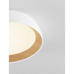 Luminosa Lighting Luminosa Sigi 45Cm Flush Ceiling Light Sandy White, Wood Triac Dimmable Led 40W 3081Lm 3000K - thumbnail 5
