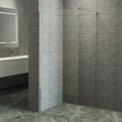 Living And Home 190Cm H Walk-In Clear Glass Bath Shower Screen With Silver Metal Frame - image 1