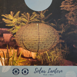 Dawsons Living - Solar Powered Led Large Garden Lantern Outdoor Light - Select Colours & Shapes - Oval Deluxe Silver - thumbnail 3