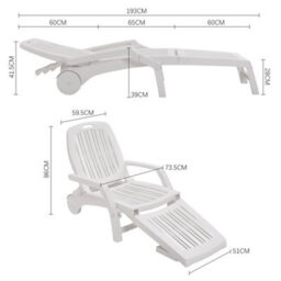 Thehotsale White Outdoor Foldable Sun Lounger With Adjustable Back Plastic Reclining Garden Sun Bed - thumbnail 8