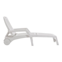 Thehotsale White Outdoor Foldable Sun Lounger With Adjustable Back Plastic Reclining Garden Sun Bed - thumbnail 4