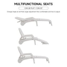 Thehotsale White Outdoor Foldable Sun Lounger With Adjustable Back Plastic Reclining Garden Sun Bed - thumbnail 5