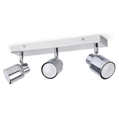 Valuelights Benton Silver Bathroom Ceiling Bar Spotlight And Gu10 Spotlight Led 5W Warm White 3000K Bulbs