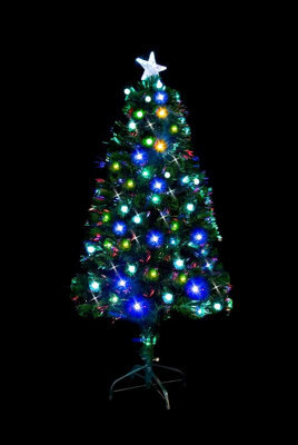 Shatchi 4Ft/120Cm Berries Balls Fibre Optic Christmas Tree Led Pre-Lit - image 1