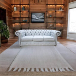 Chesterfield 3 Seater Sofa Charles Sky Blue Linen Fabric In Classic Style - thumbnail 5